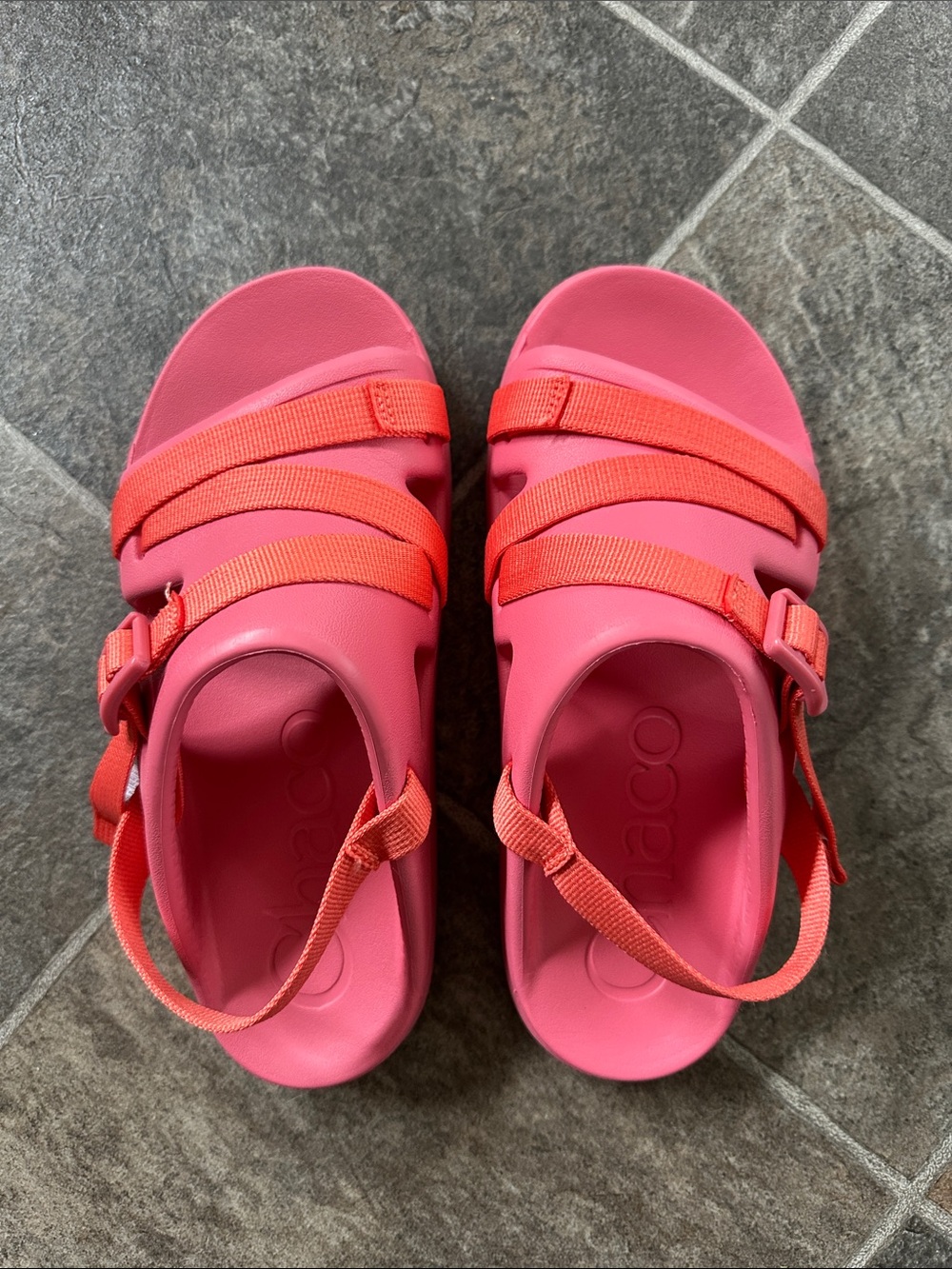Chaco Kids Pink Sandals with Coral Straps